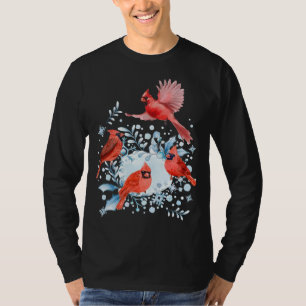 T-shirt Belle scène hivernale Cardinale Rouge Christma