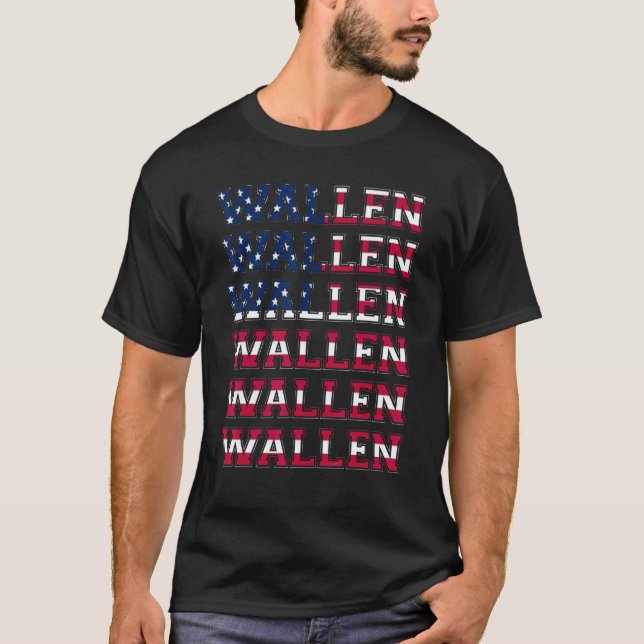 T-shirt Belle Wallen American Drapeau Rouge Blanc Bleu Mer (Devant)