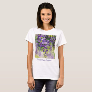 T-shirt Belles Fleurs De Wisteria En Aquarelle