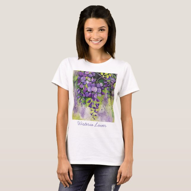 T-shirt Belles Fleurs De Wisteria En Aquarelle (Devant entier)