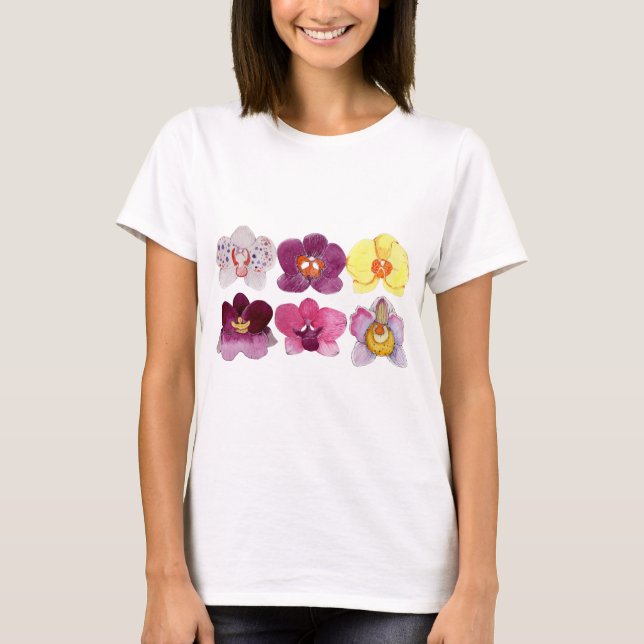 T-shirt belles orchidées colorées (Devant)