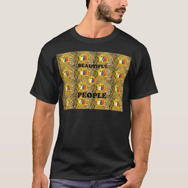 T-shirt Belles Personnes Couleurs Motif Traditionnelles Af (Devant)