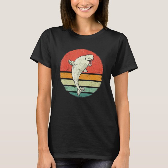 T-shirt Beluga Whale Ocean Belugas Retro Sunset (Devant)