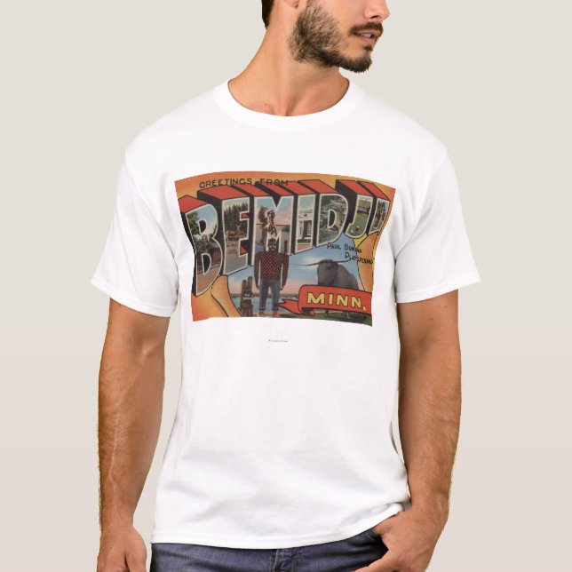 T-shirt Bemidji, Minnesota - grandes scènes de lettre (Devant)