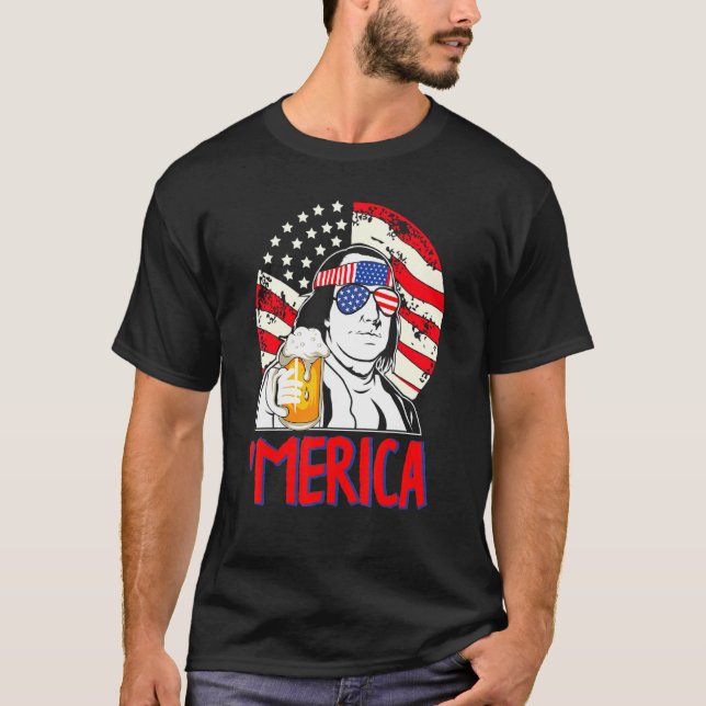 T-shirt Ben Drankin 4 juillet Benjamin Franklin Hommes Fem (Devant)