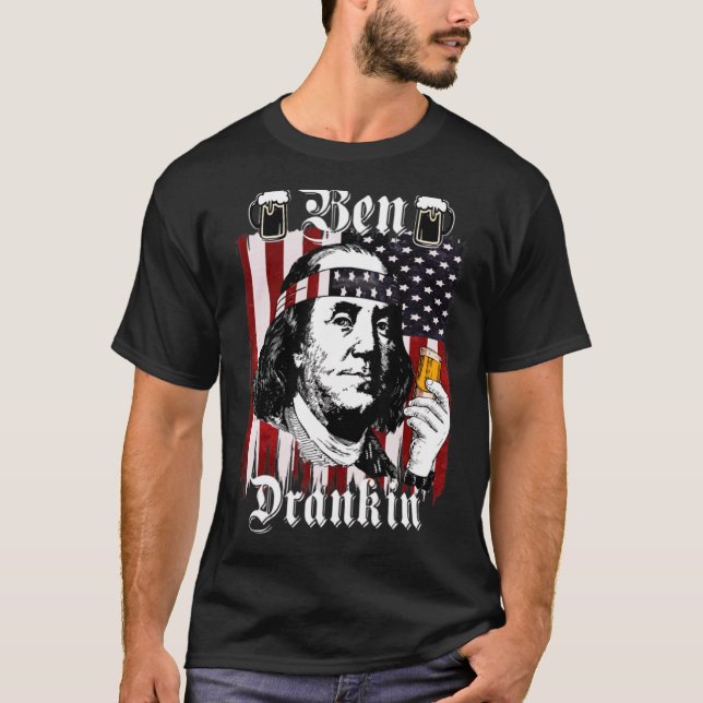 T-shirt Ben Drankin 4 juillet Benjamin Franklin Usa Fla (Devant)