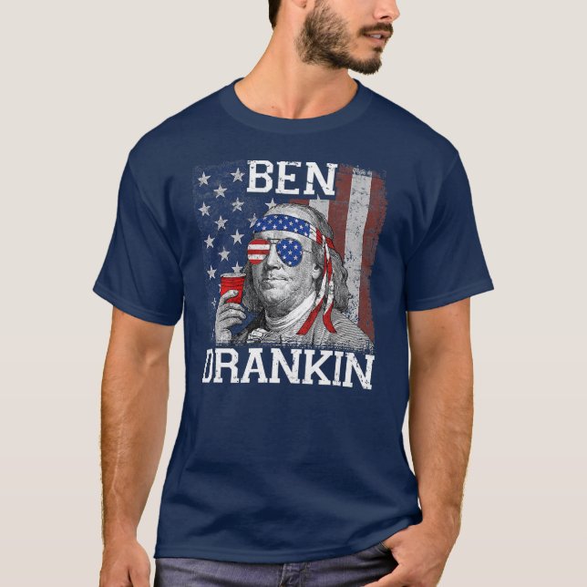 T-shirt Ben Drankin Beer 4 juillet Funny Patriotic USA  (Devant)