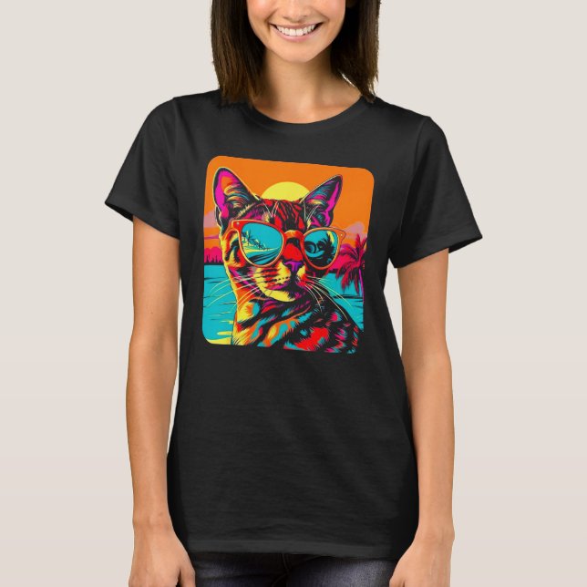 T-shirt Bengal Cat Summer Beach (Devant)