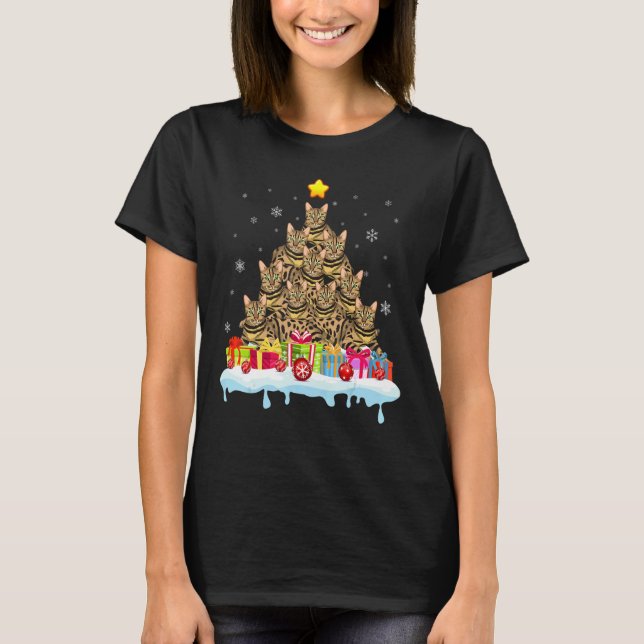 T-shirt Bengale Chat Noël Arbre Chat Noël (Devant)