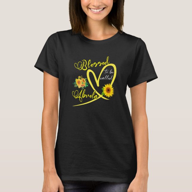 T-shirt Béni D'Être Appelé Abuela Sunflower Heart Mère (Devant)