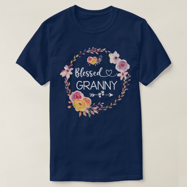 T-shirt Béni d'être appelé Granny Women Flower Decor Gra (Design devant)
