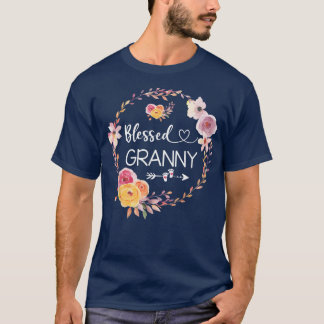 T-shirt Béni d'être appelé Granny Women Flower Decor Gra