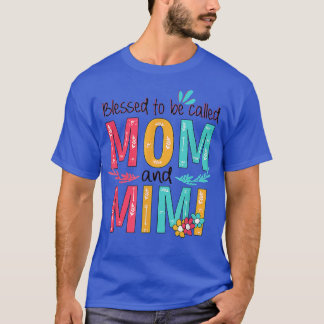 T-shirt Béni D'Être Appelé Maman Et Mimi Grand-Mère Floral