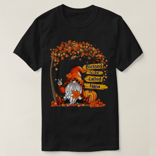 T-shirt Béni D'Être Appelé Nana Gnome Automne Merci (Design devant)