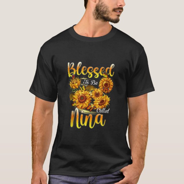 T-shirt Béni d'être appelé Nina Cute Sunflower Family Mo (Devant)