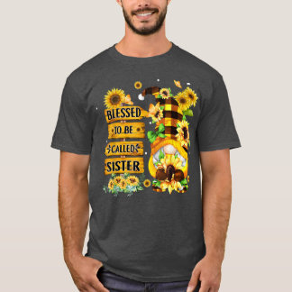 T-shirt Béni D'Être Appelé Soeur Fall Gnome Sunflowers