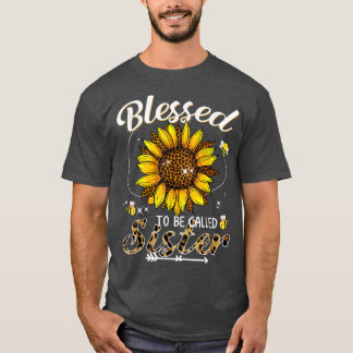 T-shirt Béni D'Être Appelé Soeur Funny Leopard Sunflowe