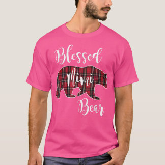 T-shirt Béni Mimi Ours Rouge Tartan Plaid Amusant Grand-mè