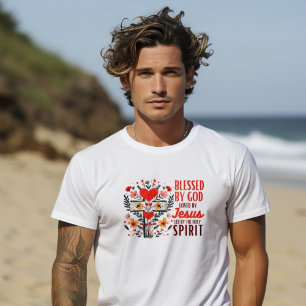 T-shirt Béni Par Dieu Aimé Par Jésus Croix Florale