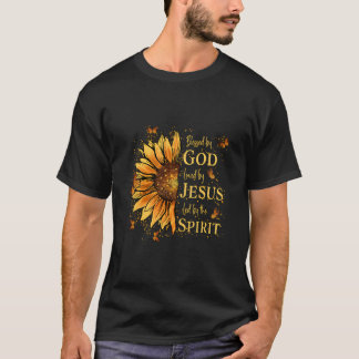 T-shirt Béni Par Dieu Aimé Par Jésus Demi-Fleur De Soleil