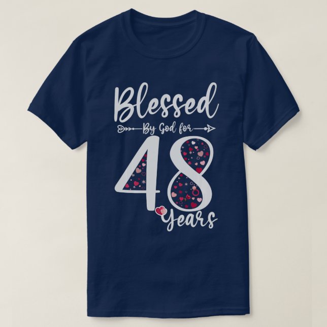 T-shirt Béni par Dieu Pour 48 Ans 48e Anniversaire Don (Design devant)