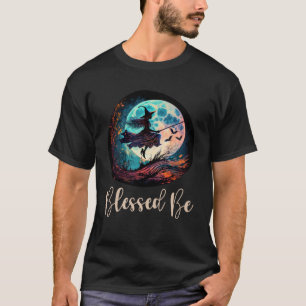 T-shirt Béni Soit Sorcière Rétro Sur Un Broom Mystique