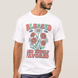 T-shirt Bénis et très favorisés motif floral vintage_1