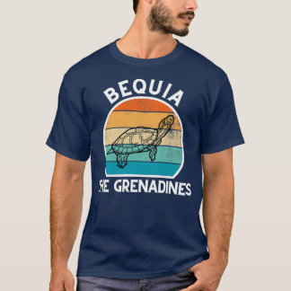 T-shirt Bequia Les Grenadines Retro Sunset avec Tortue 31
