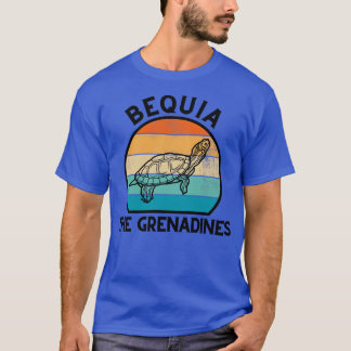 T-shirt Bequia Les Grenadines Retro Sunset avec Tortue 32