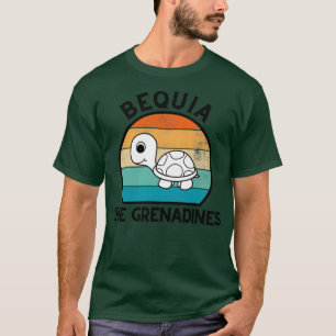 T-shirt Bequia Les Grenadines Retro Sunset avec Turtle 3