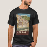 Berat Albanie Illustration Voyage Art Vintage