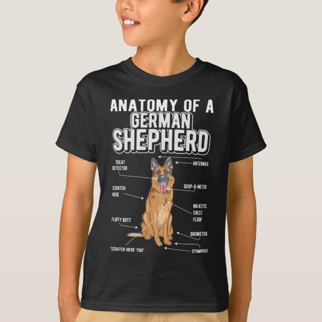 T-shirt Berger allemand anatomie drôle chien (Devant)