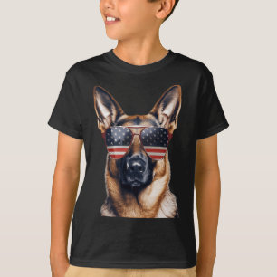 T-shirt Berger allemand avec drapeau américain Jour de l'I