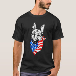 T-shirt Berger Allemand Avec Drapeau Américain Joyeuse Fêt