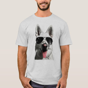 T-shirt Berger allemand blanc avec lunettes de soleil