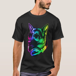 T-shirt Berger Allemand Casque DJ Musique Rétro Amour de C
