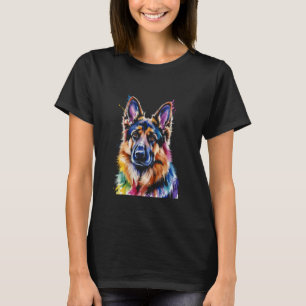 T-shirt Berger allemand coloré style éclaboussure aquarell
