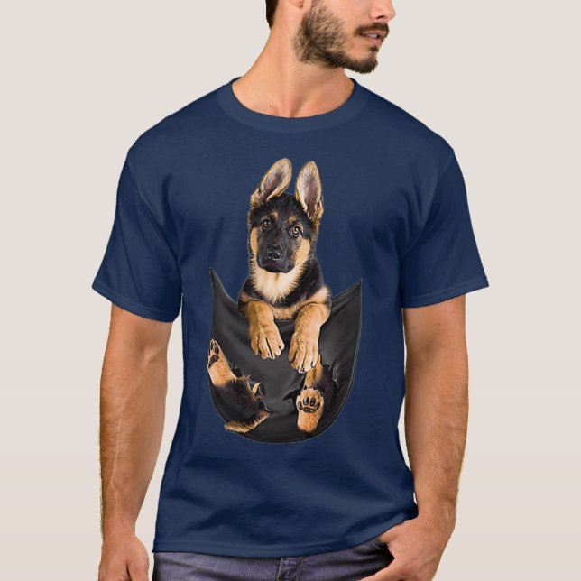 T-shirt Berger Allemand Dans Pocket Drôle Drôle Dons Amour (Devant)