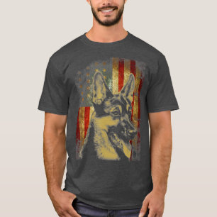 T-shirt Berger Allemand Drapeau Américain Drapeau Dons Cad