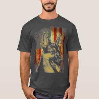 T-shirt Berger Allemand Drapeau Américain Drapeau Dons Cad