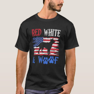T-shirt Berger Allemand Drapeau Américain USA Rouge Blanc