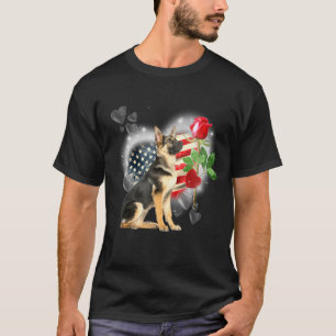 T-shirt Berger Allemand Drapeau Amérique Patriotique Chien