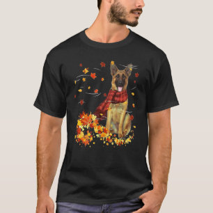 T-shirt Berger Allemand Écharpe d'automne Chiens Feuilles 