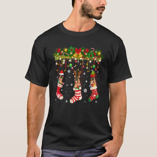 T-shirt Berger Allemand En Sock Xmas Reindeer Père Noël El (Devant)