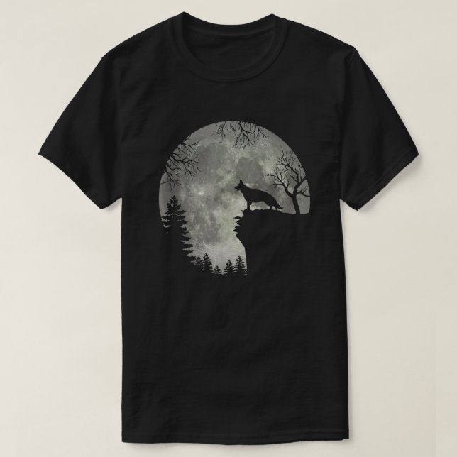 T-shirt Berger Allemand Et Halloween Lune (Design devant)