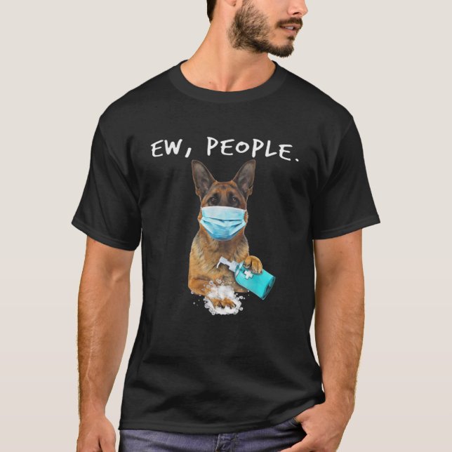T-shirt Berger Allemand Ew Chien Portant Un Masque Visage (Devant)