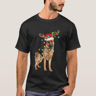 T-shirt Berger Allemand Lumières de Noël Renne Santa Chape