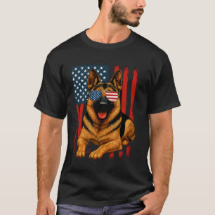 T-shirt Berger Allemand Lunettes de soleil Drapeau América