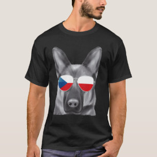 T-shirt Berger Allemand Lunettes de soleil Drapeau Tchèque