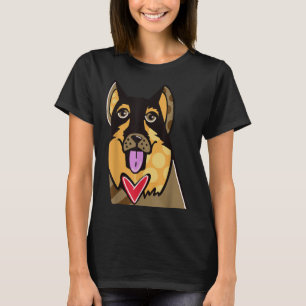 T-shirt Berger allemand mignon Cartoon Chien Pop-Art Souve